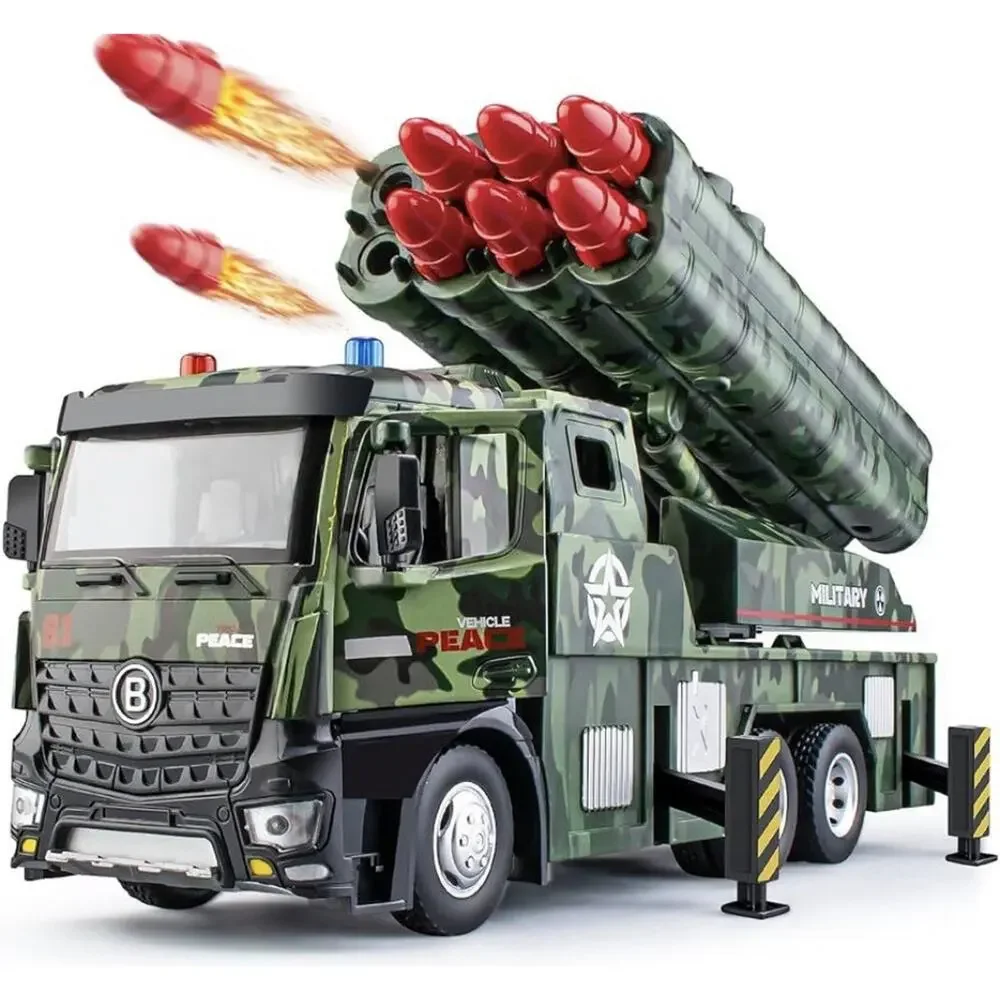 Die-Cast Metal Military Missile Launcher Toy Truck Battery Powered